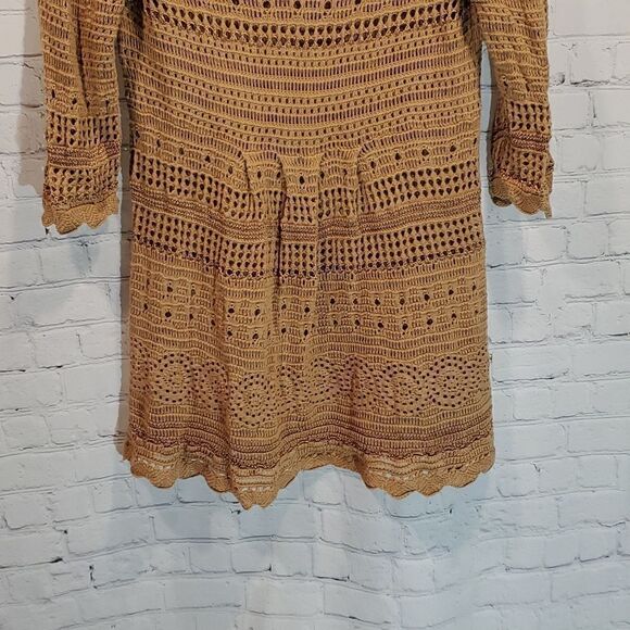 Grace Elements brown crocheted knit v neck sweater - Picture 3 of 8